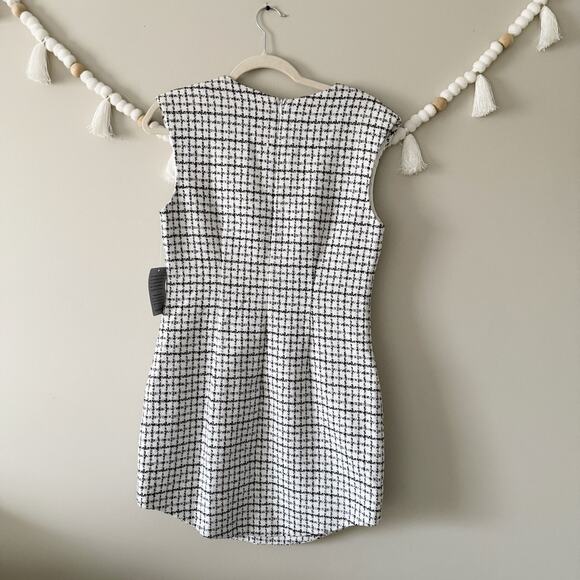 NWT Amanda Uprichard Ivana Mini Dress Tweed Button Front White Black Size Medium - Picture 14 of 14